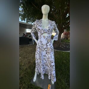 Fame and Partners Brown Tan Sundress Sweetheart Neckline